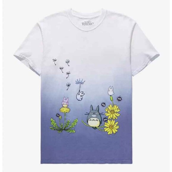 Retired! Studio Ghibli My Neighbor Totoro Flowers & Spirits Dip-Dye T-Shirt - Picture 1 of 3
